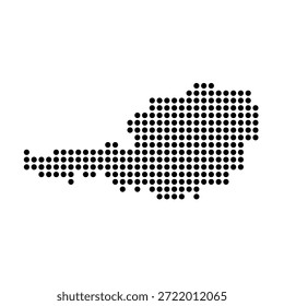 Áustria mapa pontilhado do país. Ilustração em pixel com ponto preto isolada em fundo branco. Mosaico vetorial.