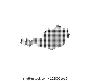 Austria, country, dotted map on white background. Vector illustration.
