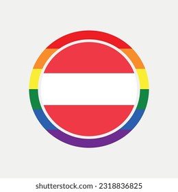 Austria country flag circle - lgbt flag graphic element Illustration template design
