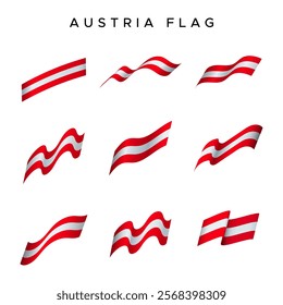 Austria Country Flag Vector Pack in Waving Style. For design elements with the concept of celebrating Austria's big day