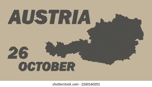 Austria country map with grid line shape sample stripy mesh map