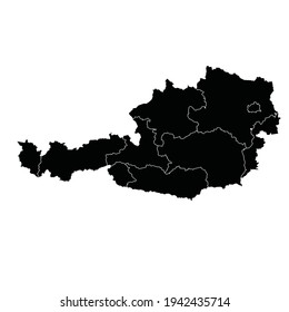Vector de mapa de países de Austria con zonas regionales
