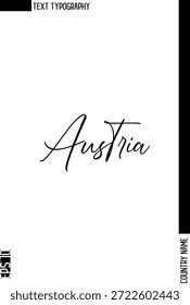 Austria -Country Nombre Diseño de Vector de texto de tipografía cursiva con estilo 
