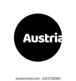 Austria country name typography in a round shape.
