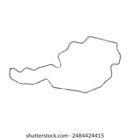 Austria country simplified map.Thin triple pencil sketch outline isolated on white background. Simple vector icon