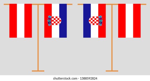 Austria and Croatia. The Austrian and Croatian vertical flags. Official colors. Correct proportion. Vector illustration
