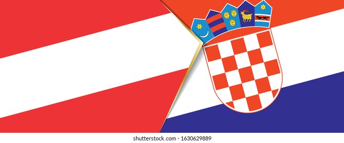 Austria and Croatia flags, two vector flags symbol of relationship or confrontation.