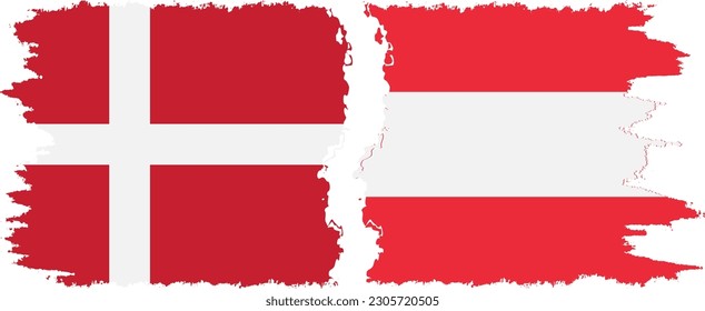 Conexión de banderas de grifo de Austria y Dinamarca, vector
