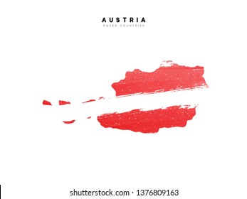 Austria detailed map with flag of country. Painted in watercolor paint colors in the national flag.