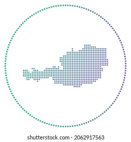 Austria digital badge. Dotted style map of Austria in circle. Tech icon of the country with gradient dots. Neat vector illustration.