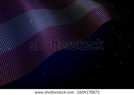 Austria digital flag made of dots, waving over a starry dark background