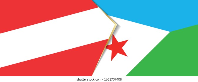 Austria and Djibouti flags, two vector flags symbol of relationship or confrontation.