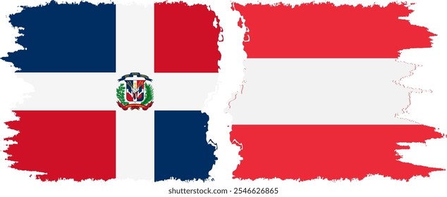 Austria and Dominican Republic grunge flags connection, vector