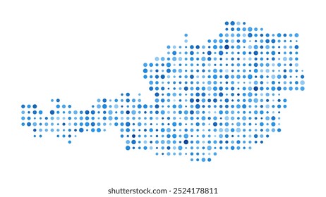 Austria Dot Map. Country Digital Style Shape. Austria vector image. Country shape blue circular dots. Awesome vector illustration.