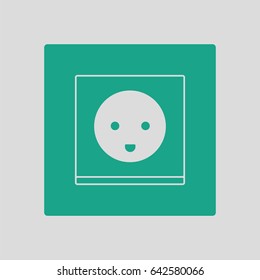 Austria electrical socket icon. Gray background with green. Vector illustration.
