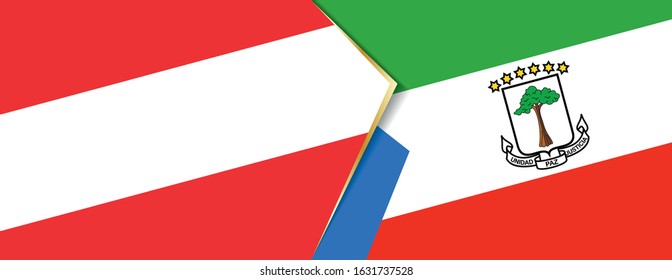 Austria and Equatorial Guinea flags, two vector flags symbol of relationship or confrontation.