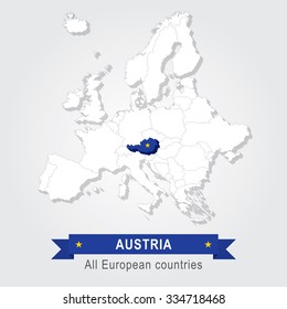 Austria. Europe administrative map.
