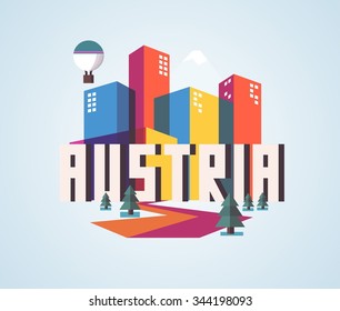 Áustria na europa é um belo país para visitar. ilustração vetor vintage.