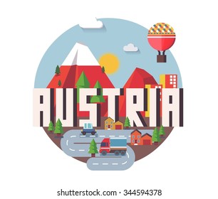 Áustria na europa é um belo país para visitar. ilustração vetor vintage.