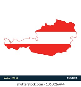 Austria - Europe Countries Map and Flag Vector Icon Template Illustration Design. Vector EPS 10.