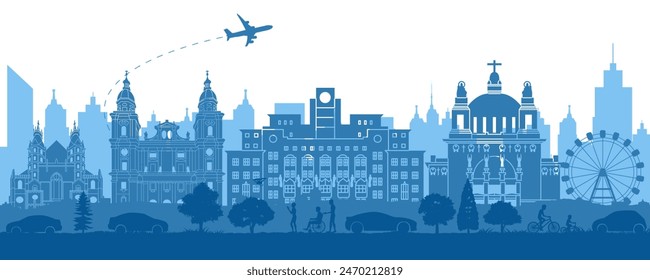 Austria famous landmark silhouette style,vector illustration