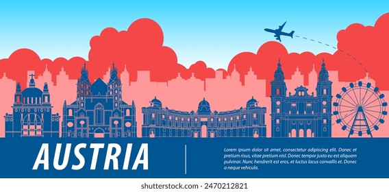 Austria famous landmark silhouette style,vector illustration