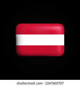 Austria Flag 3D Icon. National Flag of Austria. Vector illustration