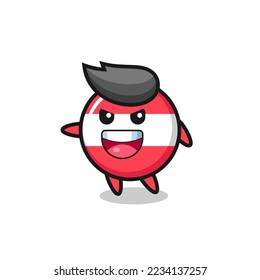 austria flag badge cartoon with very excited pose , cute style design for t shirt, sticker, logo element