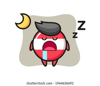Austria flag badge character illustration sleeping at night, cute style design for t shirt, sticker, logo element