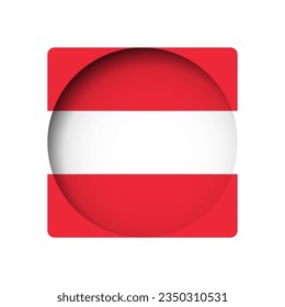 Austria flag - behind the cut circle paper hole with inner shadow.