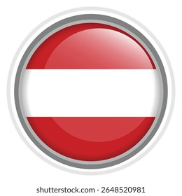 Austria Flag Button Icon Glossy Round National Emblem Vector Illustration