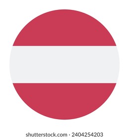 Bandera de Austria. Icono de indicador de botón. Color estándar. Indicador de icono de círculo. Ilustración del equipo. Ilustración digital. Ilustración vectorial.