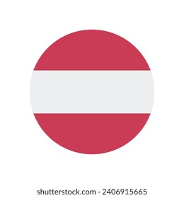 Bandera de Austria. Icono de indicador de botón. Color estándar. Indicador de icono de círculo. Ilustración del equipo. Ilustración digital. Ilustración vectorial.