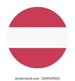 Bandera de Austria. Icono de indicador de botón. Color estándar. Indicador de icono de círculo. Ilustración del equipo. Ilustración digital. Ilustración vectorial.