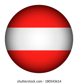 Austria flag button on a white background. Vector illustration.