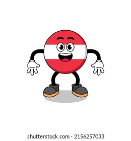 caricatura de la bandera austriaca con gesto sorprendido, diseño de carácter
