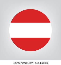 Austria Flag, Circle Flag On Gray Background