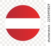 Austria flag is circle shape on transparent or png background and red and white stripes as a vector, symbol, icon, label, etc.