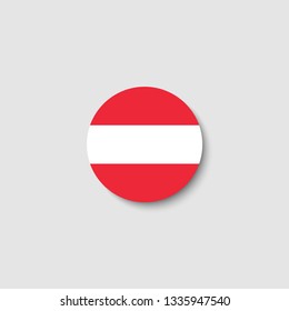 Austria flag in circle shape, with shadow. National Austria flag. Vector.
