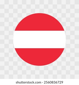 Austria flag - circle vector flag isolated on checkerboard transparent background