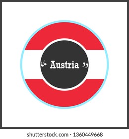 Austria flag circular flat disc design vector art emblem illustration isolated on white background for Austrian patriotic celebration poster banner card like National Independence republic day holiday