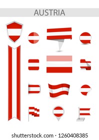 Austria Flag Collection. Flat flags vector illustration.