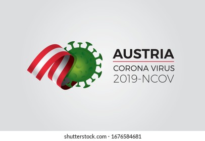 Austria flag with corona virus Symbol, (2019-nCoV), vector illustration. Minimal logo design