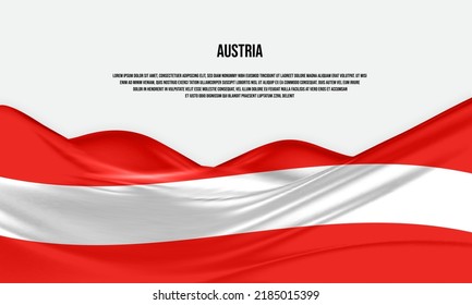 Austria flag design. Waving Austrian flag made of satin or silk fabric. Vector Illustration.
