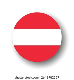Austria flag - flat vector circle icon or badge with dropped shadow.