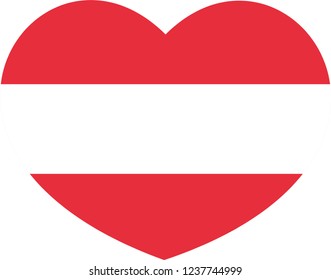Austria Flag in a glossy heart shape, Austria flag, sticker, vector, language, education, eps 10