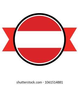 Austria flag in glossy round button of icon. 
flag logo of Austria emblem isolated on white background, Austria national concept sign, Vector illustration.