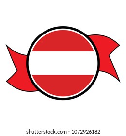 Austria flag in glossy round button of icon. flag logo of Austria emblem isolated on white background, Austria national concept sign, Vector illustration.