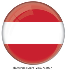 Austria flag with glossy rounded button for football team and national emblem