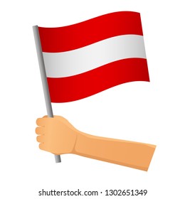 Austria flag in hand. Patriotic background. National flag of Austria vector illustration